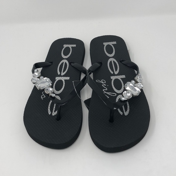 bebe flip flops rhinestone